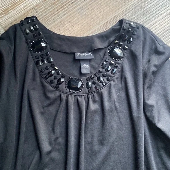 MAGGIE BARNES BLACK DRESS BLACK JEWEL EMBELLISHMENTS - Picture 2 of 4